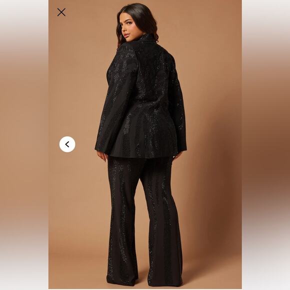 Fashion nova nova luxe NWT Karina suit set black beaded crystal gala wedding 3X - Picture 2 of 16